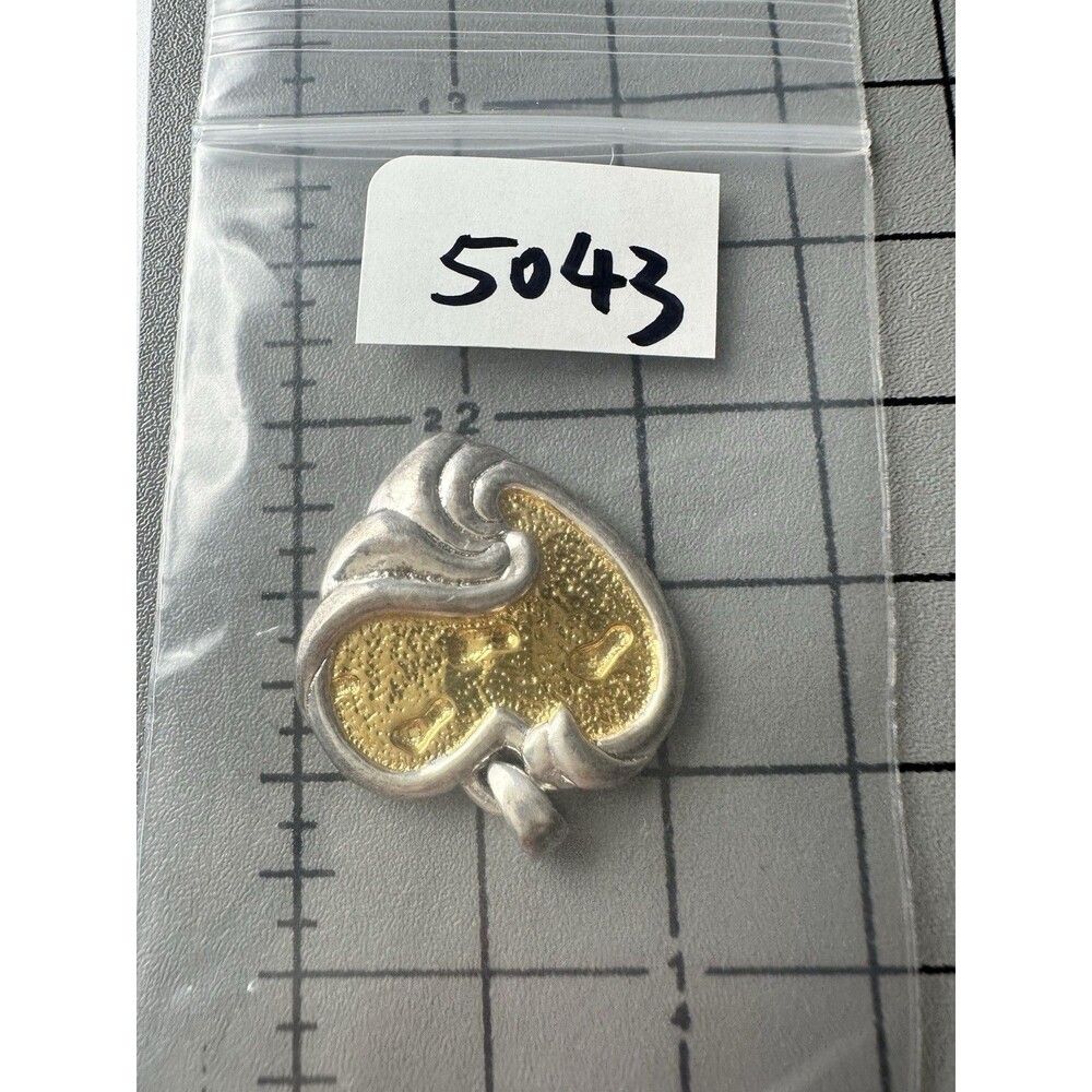 Sterling Silver & Gold Overlay Gorham Heart Pendant “Footprints” - Picture 7 of 7